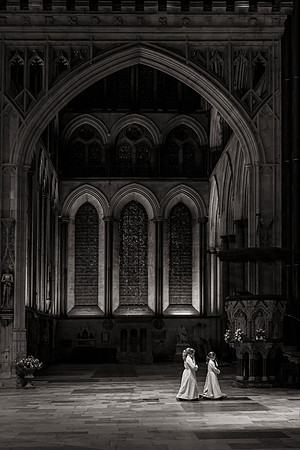 Girl Probationers process into evensong at Salisbury Cathedral - photo by Ash Mills